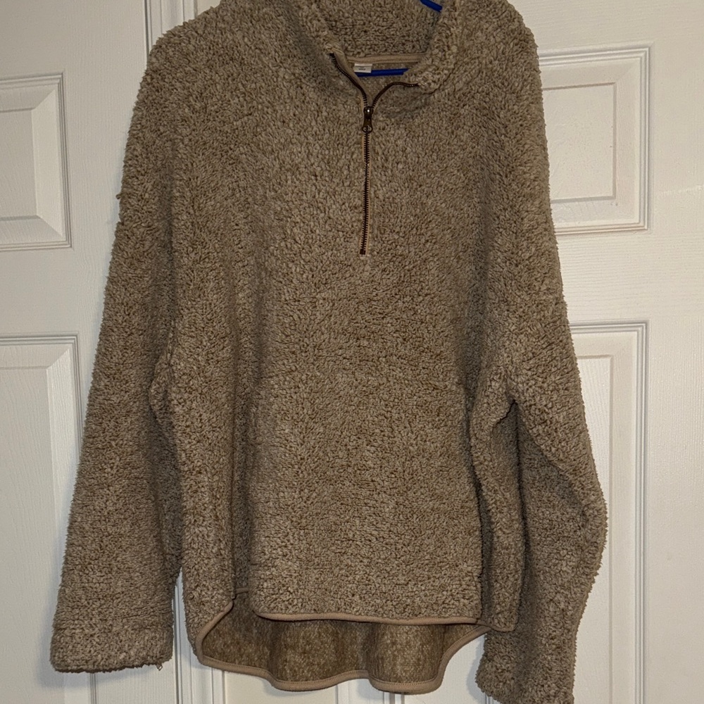 Cozy Tan Sherpa Pullover